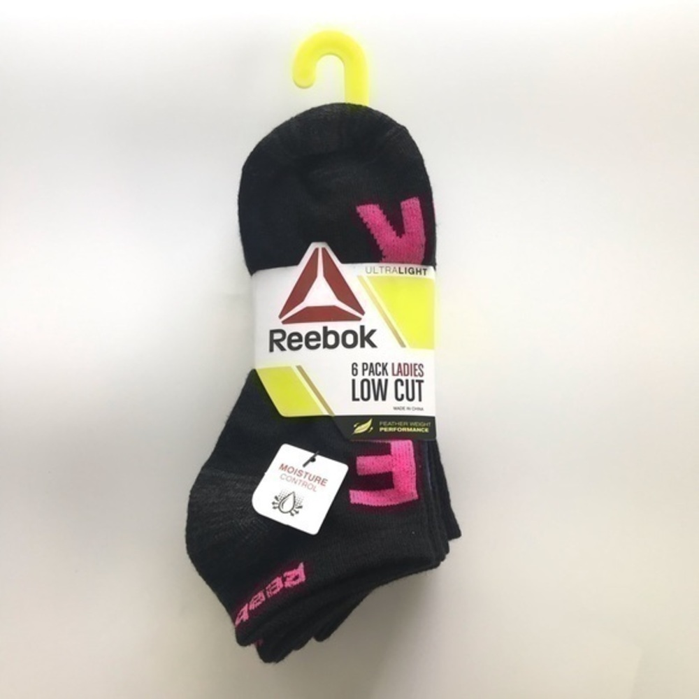 Reebok women’s low cut socks 6 pack size 4- 10 black yellow orange pink blue